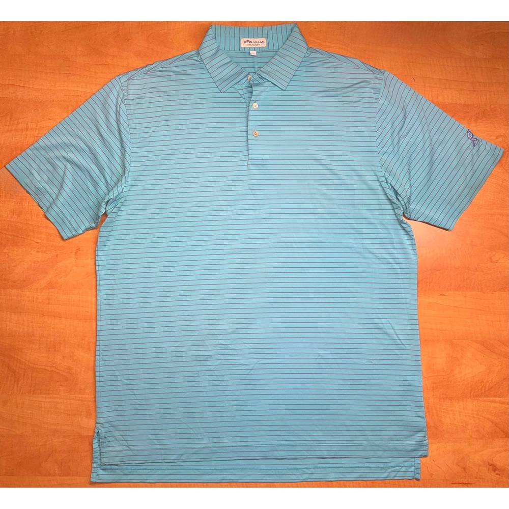 Peter Millar Summer Comfort Polo Shirt Mens Large Blue Purple Striped Golf L